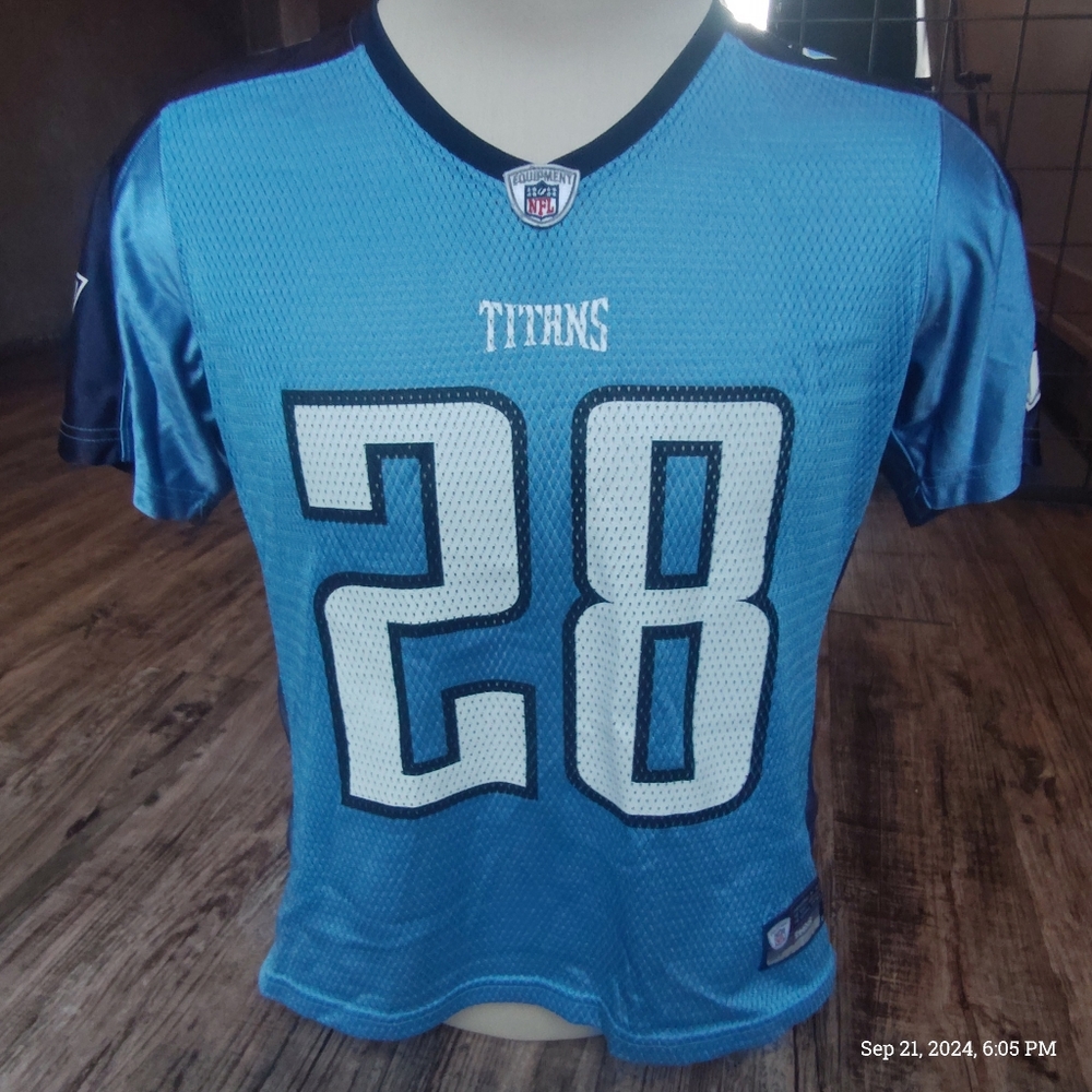 Tennessee Titans Chris Johnson #28 Onfield Reebok women's size Large